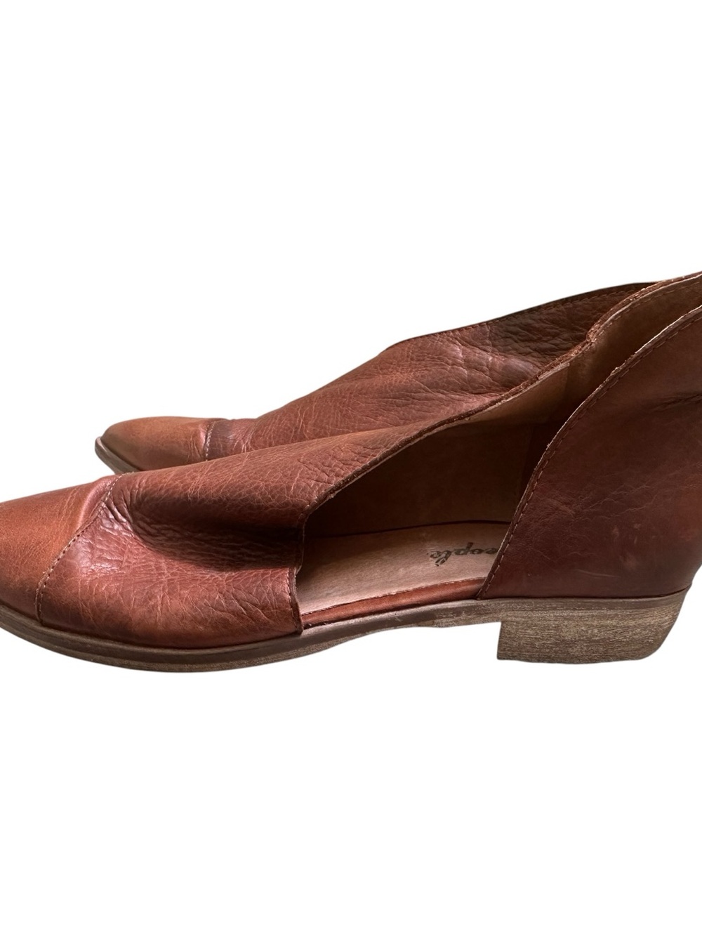Free People Royale Flats Cutout Leather Pointed Toe D’Orsay Brown Size 40 9/9.5 - Picture 9 of 16